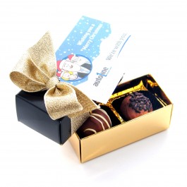 Christmas 2 Truffle Box with Your Logo Tag and Bow