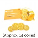  Gold foil chocolate coins with branded tag