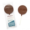 Logo chocolate lollipop in cellophane pack