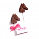 Promotional Chocolate Horse lollipop with branded gift tag