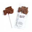 Chocolate tractor with full colour logo branded label
