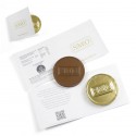 Trade event chocolate coin and qr code branded card 