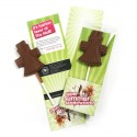 Chocolate dress lollipop in branded packaging