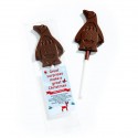 Bespoke chocolate Vodafone lollipop with Christmas message label