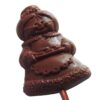 Chocolate figure of a woman wearing a bonnet and apron, holding a tray, known as the Classic Mum Lollipop.
