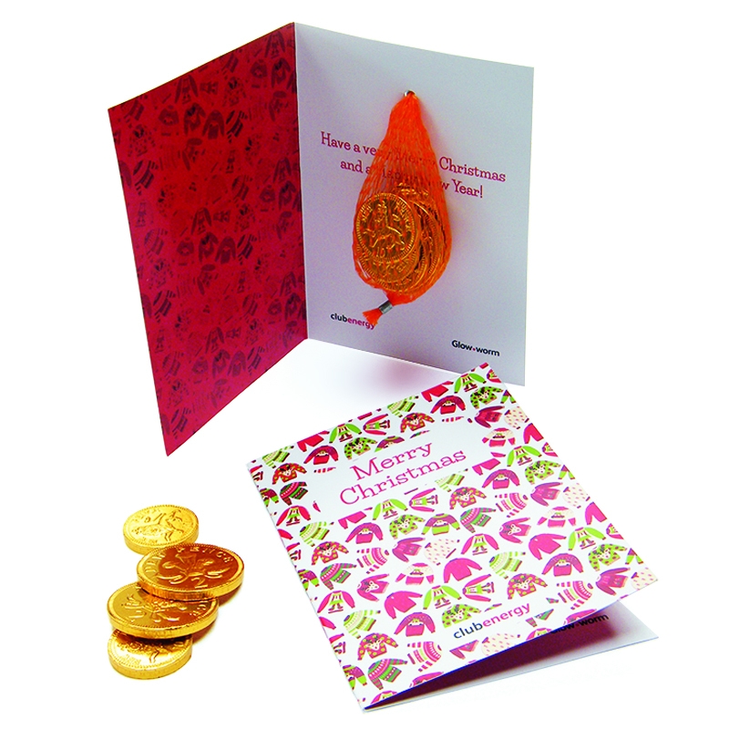 Christmas Gold Coin Net with Irregular Shaped Tag