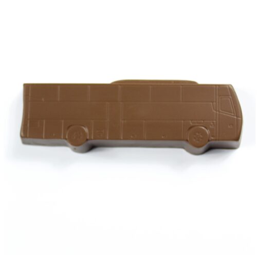 Chocolate Coach, designed in the shape of a bus, displayed against a white background.