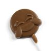 emoji_3_v3 A Chocolate Emoji Lollipop features a laughing face with closed eyes and cheek details resembling hands.
