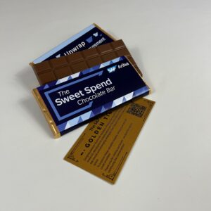 Custom Branded Golden Ticket Chocolate Bar. Perfect for Your Trade Show booth.