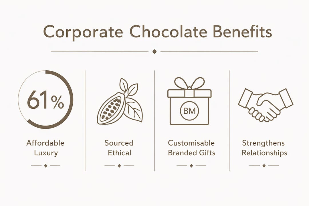 Infographic showing corporate chocolate gifting benefits