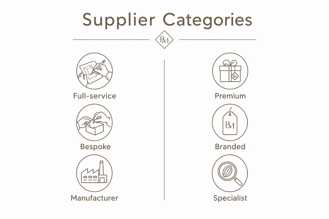 Infographic comparing UK chocolate supplier categories